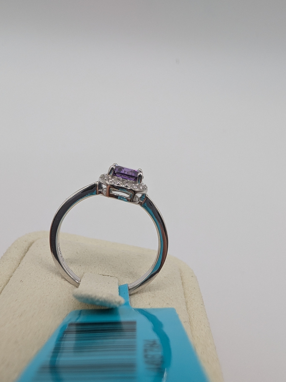 NWT Size 7 Sterling Silver Amethyst CZ Halo Ring 925 - Picture 4 of 6